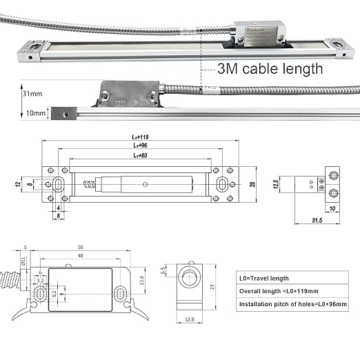 Baykunl 12" x 30" x 16" 3 Axis DRO Digital Readout - Image 5