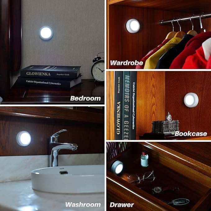 STAR-SPANGLED 3 Pack 2.8” Motion Sensor Lights Indoor AAA Battery Operated - Image 7