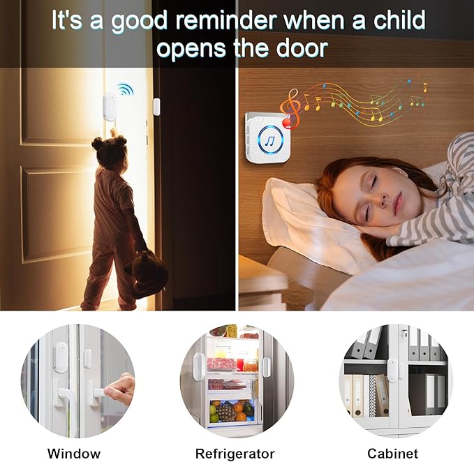 SanJie Door Sensor Chime for Door Opens， Door Entry Chime for - Image 3