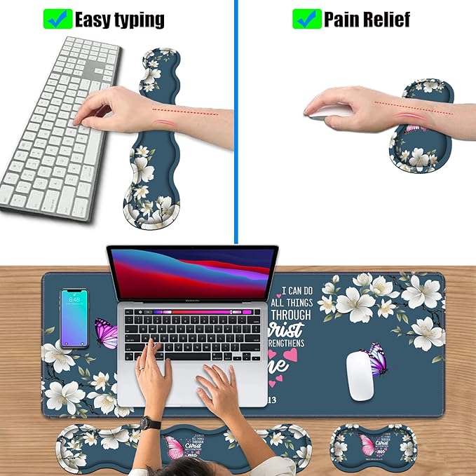 Ergonomic Keyboard Wrist Rest & Mouse Pad Wrist Rest Set, Large XXL Gaming Desk - Image 6