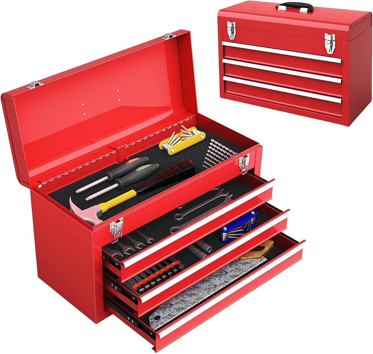 ergomaster portable tool box, 20.5'' metal tool box, main product view