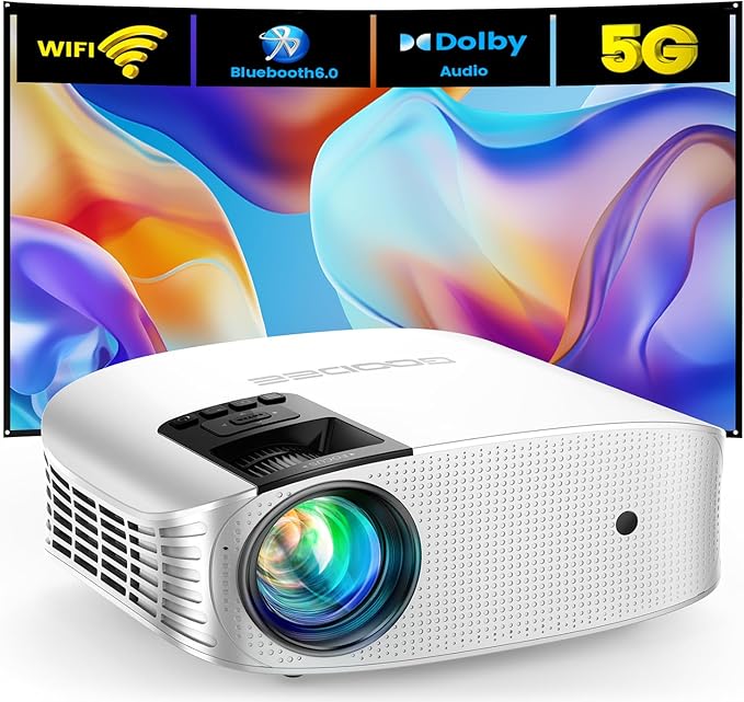Projector, GooDee 4K Support 600 ANSI WiFi Bluetooth Native Full HD 1080P by GooDee