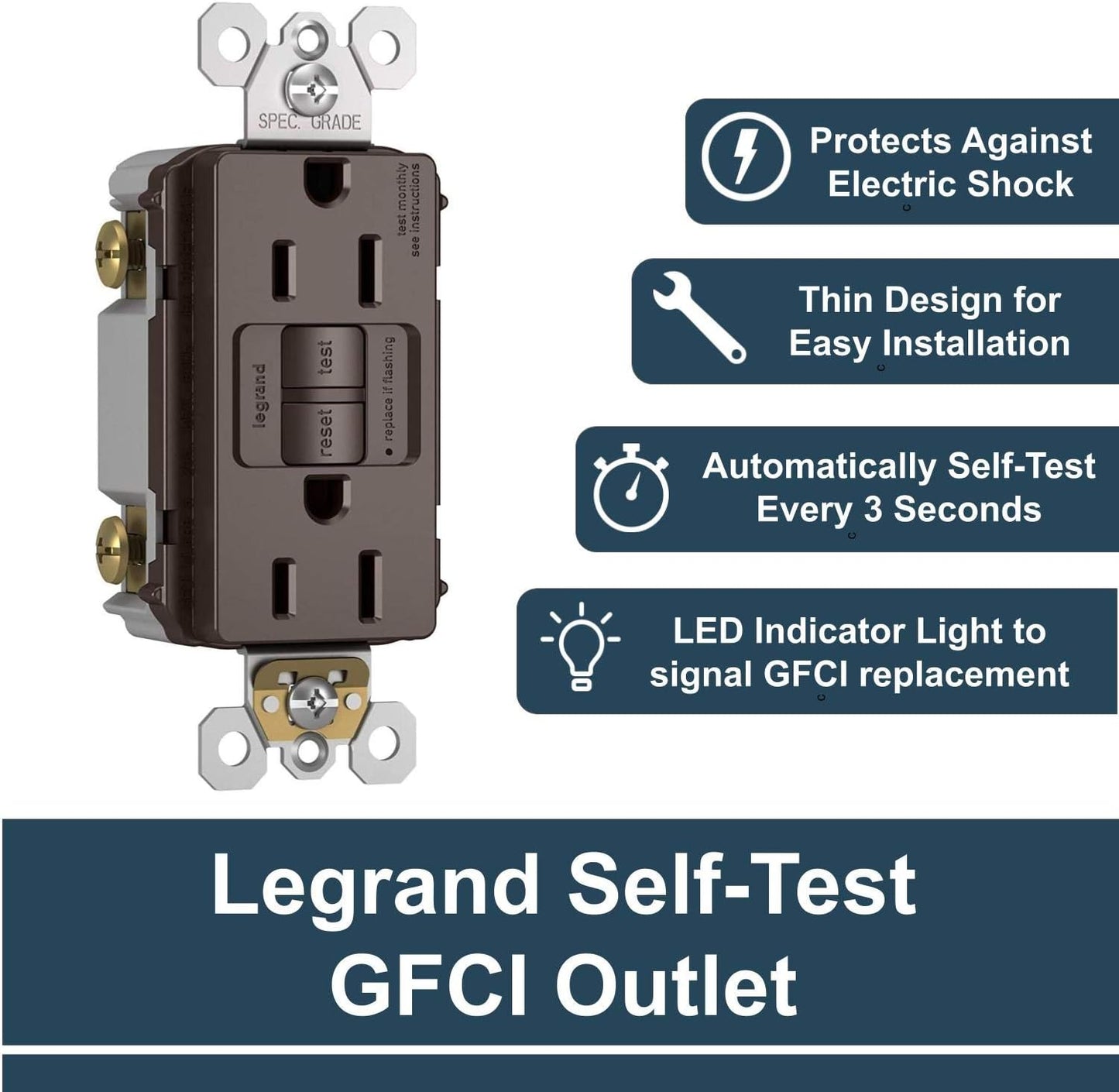 Legrand radiant 20 Amp GFCI Decorator Duplex Outlet Brown 1 Pack