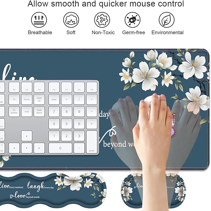 4 in 1 Ergonomic Keyboard Wrist Rest & Mouse Pad Wrist Rest Set, Large XXL - Image 3