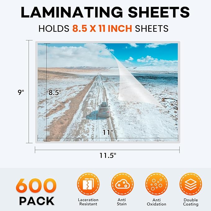 600 Pack Laminating Sheets, 3 Mil, 9 x 11.5 Inches Thermal Laminating Pouches - Image 8