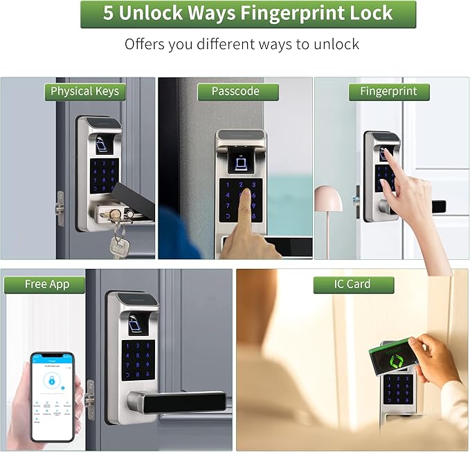 Harfo Smart Door Lock, Heavy Duty 5 in 1 Keyless Entry Door Lock, Full App - Image 3