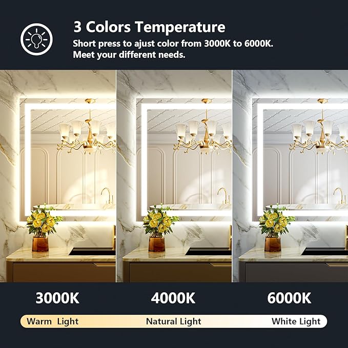 YEELAIT 48x30 Inch LED Bathroom Mirror - Image 4