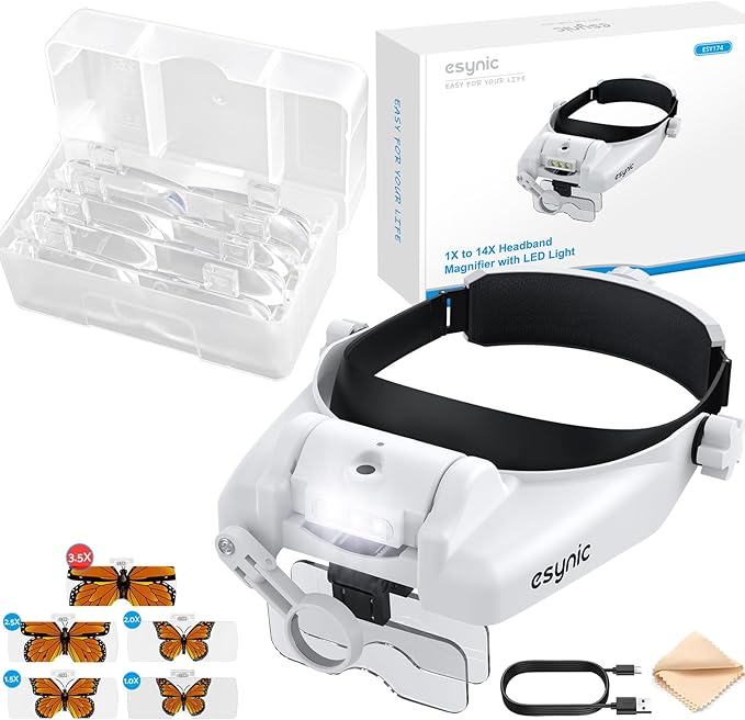 eSynic Type-C Rechargeable Magnifying Glasses Headset-Up to 14X Magnification by eSynic