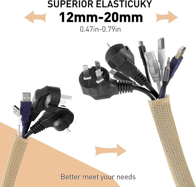AGPTEK Cable Sleeve Cover, 10ft - Image 3