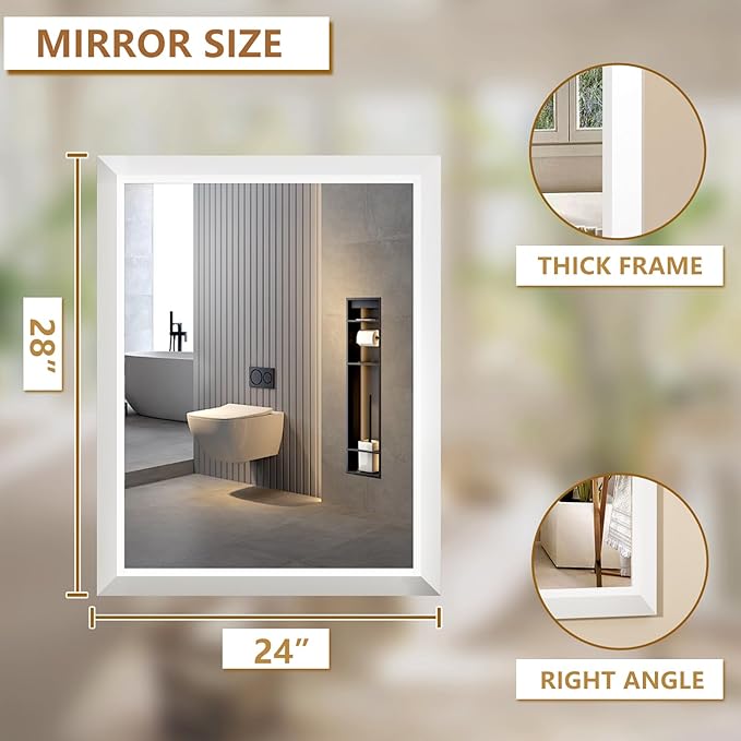 SMIROR Matte White Bathroom Mirror - Image 2
