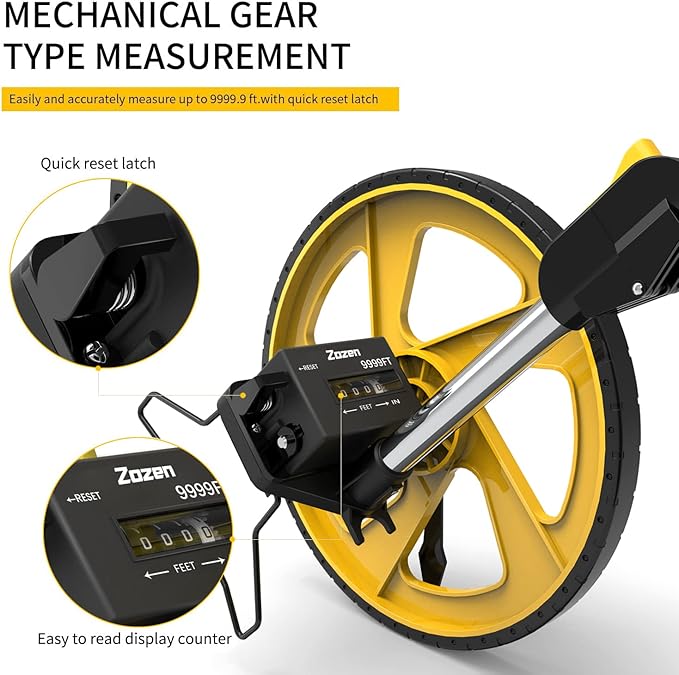 Zozen Measuring Wheel in Feet and Inches, Mechanical/Double Collapsible/One Key - Image 5