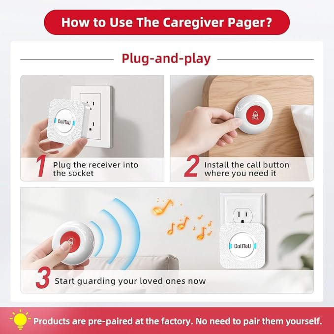 CallToU Caregiver Pager Wireless Call Button Nurse Alert System 500+ Feet - Image 7