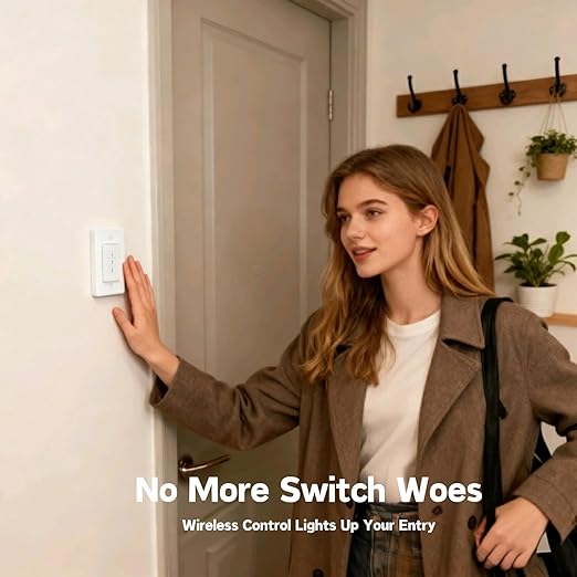 LoraTap 656ft Wireless Wall-Switch: Remote Control Outlet 3 Pack — Lights & - Image 7