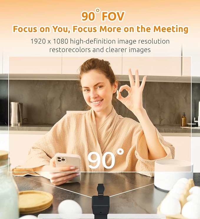 TOUCAN 1080P HD Webcam with Built-in Noise-Cancelling Mic & Privacy Shutter – - Image 7