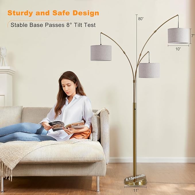 Fansdrick Gold Floor Lamps for Living Room, Super Bright Arc Floor Lamp - Image 8