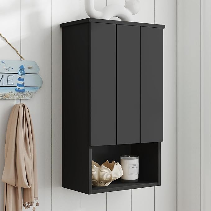 Bathroom Wall Cabinet with Single Door, Soft-Close Hinges, 15x27 inch Wooden by VANIRROR