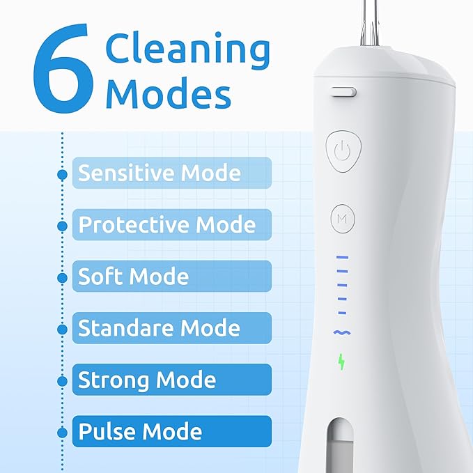 Water Flosser 6 Modes & IPX7 Waterproof Rechargeable Oral Irrigator Water Teeth - Image 3