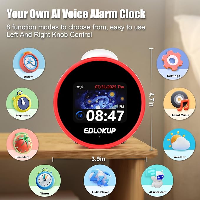 Smart Alarm Clock for Kids, AI Voice Assistant Clock - Image 2