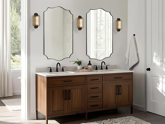 ANDY STAR Matte Black Mirror, 24x36 Inch Scalloped Bathroom Mirror, Unique Wavy - Image 7