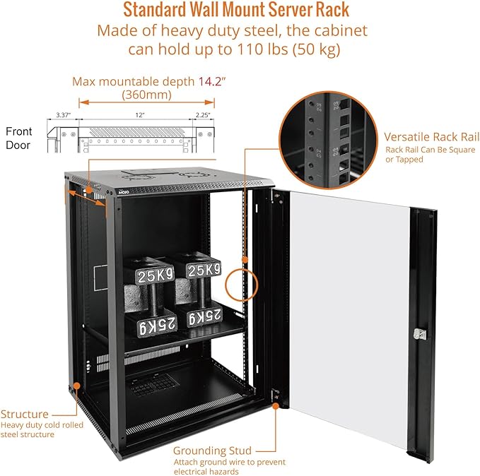 Tecmojo 18U Wall Mount Rack Network Cabinet - Image 4