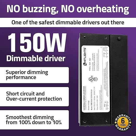 HitLights 150W Dimmable LED Driver, Electronic Transformer, 120V AC to 24V DC - Image 2