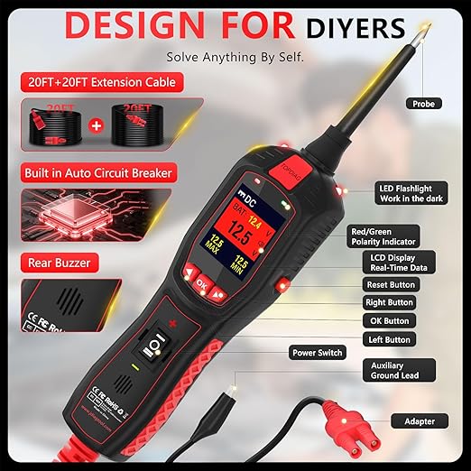 Electrical Tester for 6V-30V Cars, Short Circuit Breaker Finder Tool, - Image 7