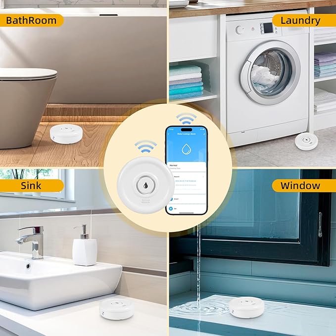 Douevo WiFi Water Leak Sensor, 100 dB Water Alarm Leak Detector, - Image 8