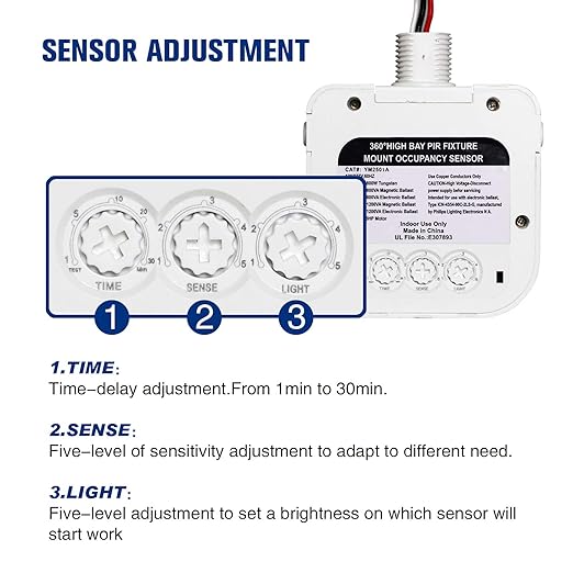 ECOELER Ceiling Occupancy Motion Sensor Switch, High Bay Fixture Mount 360° - Image 2