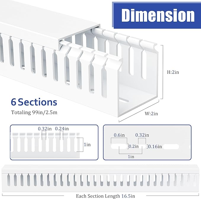 ZhiYo 2 x 2in Professional Server Rack Cable Management Raceway, 99in Cable - Image 2