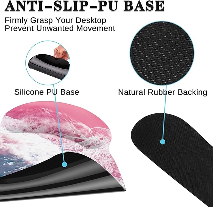 Britimes Blue Sea Keyboard Mouse Pad Set Pink Sand Beach 4in1 Large - Image 6