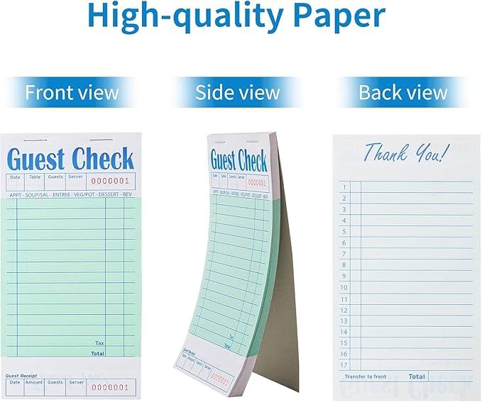 4 Pack Green Guest Checks Books - Image 2