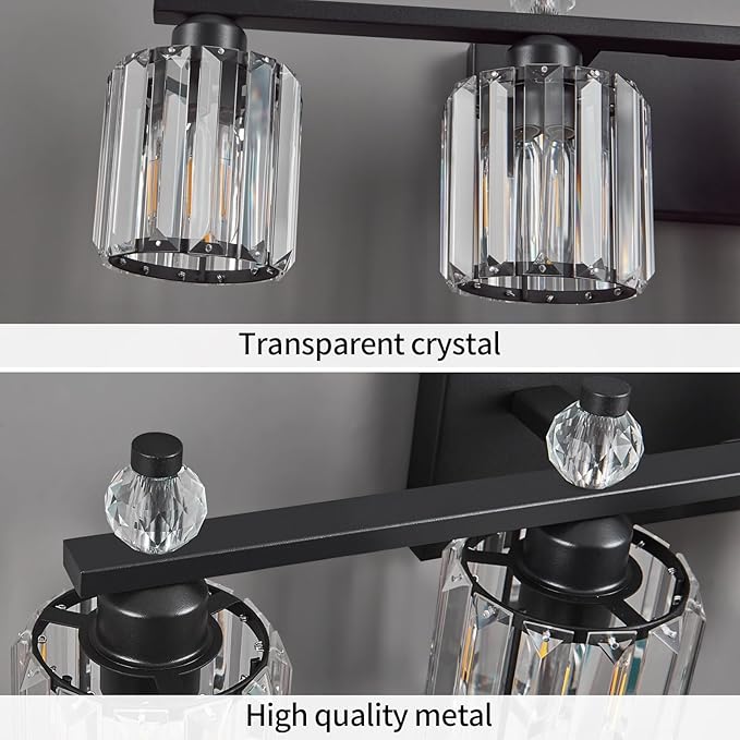 FDPBY Bathroom Vanity Lights 5-Light Sand Black Modern Crystal Vanity Light - Image 4