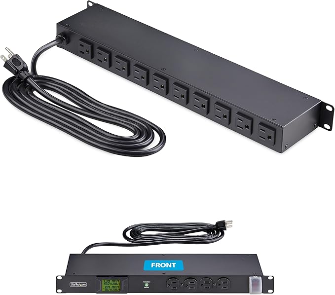 StarTech.com 16-Outlet Horizontal Rack Mount Metered PDU, 1U Server Power Strip - Image 2