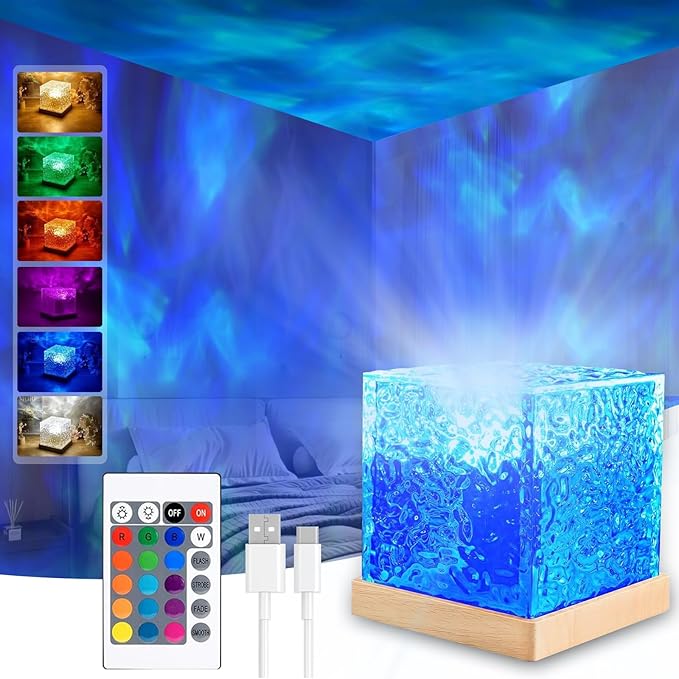 ACENZ Ocean Wave Projector Light, 16 Colors Ocean Lamp Water Ripple Cube Night by Unknown