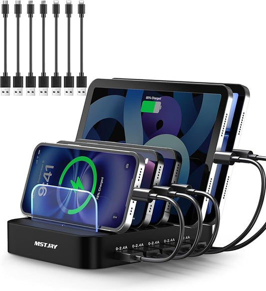 MSTJRY Charging Station for Multiple Devices : 5 Port Multi USB-A Charger by MSTJRY