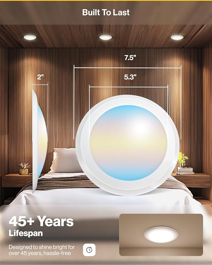 Sunco 48 Pack LED Disc Lights Ceiling 6 Inch, Flush Mount Disk Light, Recessed - Image 6