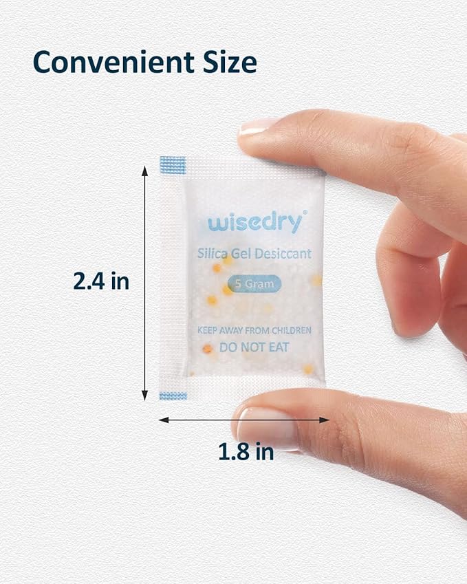 wisedry 5 Gram Food Grade Silica Gel Packs Rechargeable Desiccant Dehumidifiers - Image 6