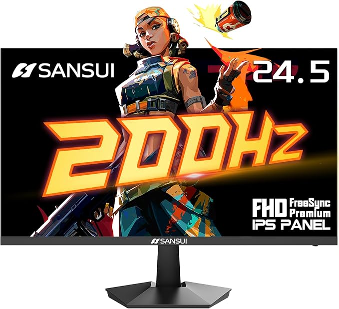 SANSUI 24.5 Inch 200Hz Gaming Monitor, FHD 1080P Fast IPS PC Gaming Monitor by SANSUI