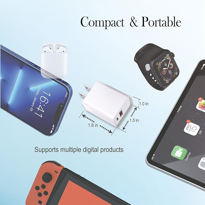 USB C Charger Block, 20W Dual Port Type C Fast Wall Charging Head, Power - Image 5