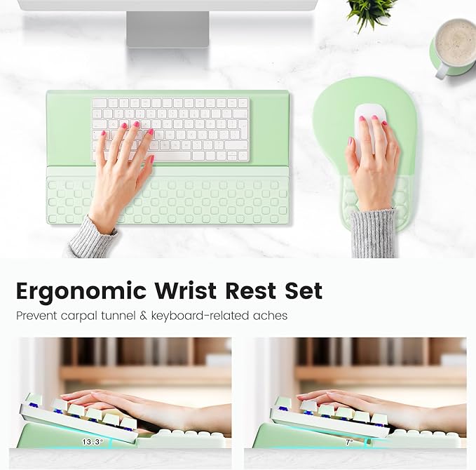 Ospelelf Ergonomic Mouse Pad and Keyboard Stand Wrist Rest Set, Memory Foam - Image 2