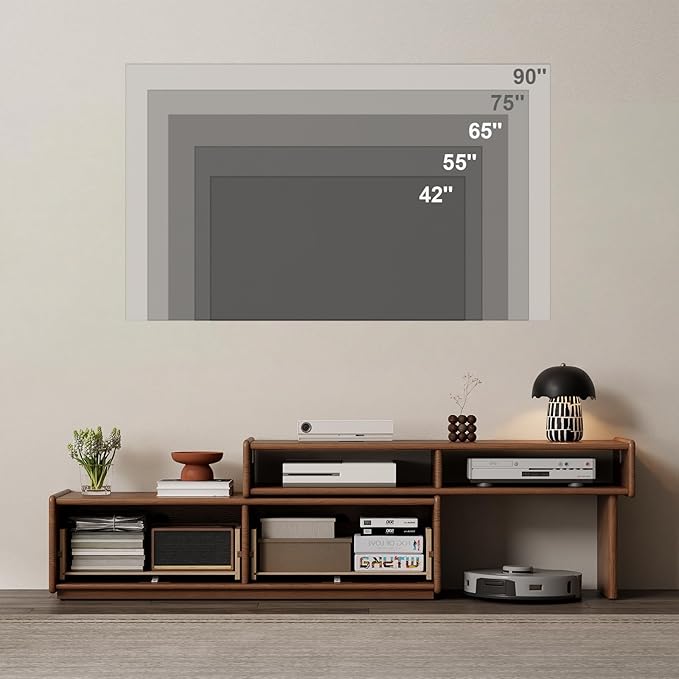 YQJJGL Solid Wood TV Stand for TVs up to 65 Inch， Walnut TV Stand - Image 3
