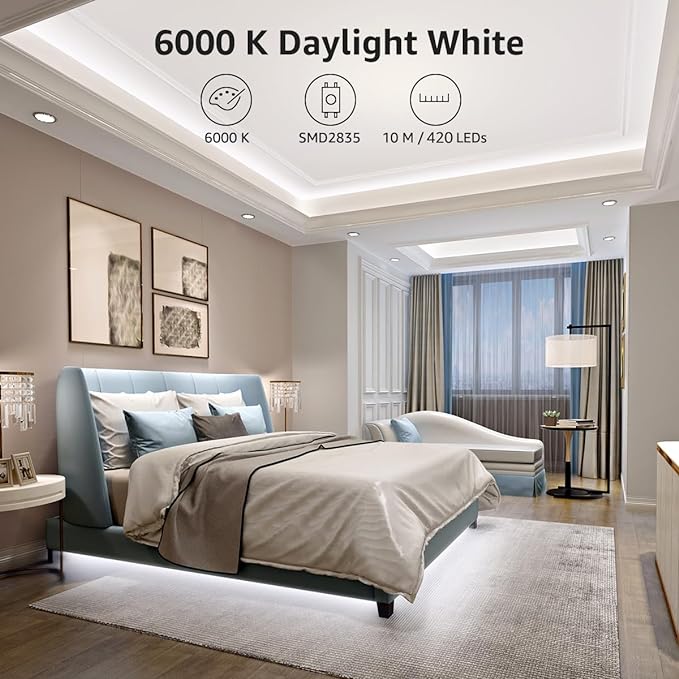 Lepro LED Strip Light, 32.8Ft Dimmable Vanity Lights, 6000K Super Bright LED - Image 3
