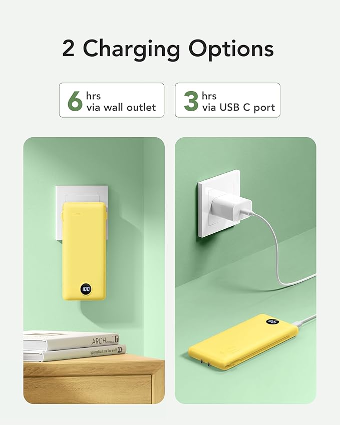 VRURC Portable Charger with Wall Plug, 10000mAh Slim Portable Charger Built in - Image 4