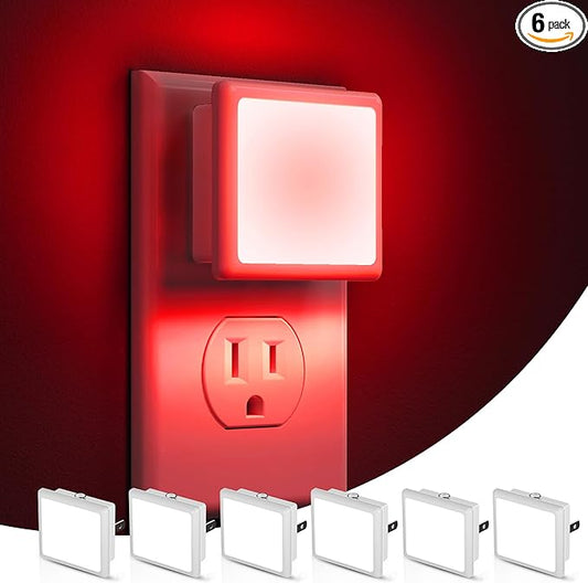 L LOHAS LED Red Night Lights Plug into Wall 6-Pack, 0.3W Plug in Night Light by LLOHASLED