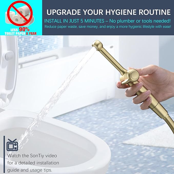 SonTiy Handheld Bidet Toilet Sprayer, Brass Cloth Diaper Sprayer Hand Held - Image 2