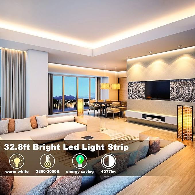 MY BEAUTY LIGHT LED Strip Lights Warm White, 32.8ft Dimmable LED Light Strip - Image 2