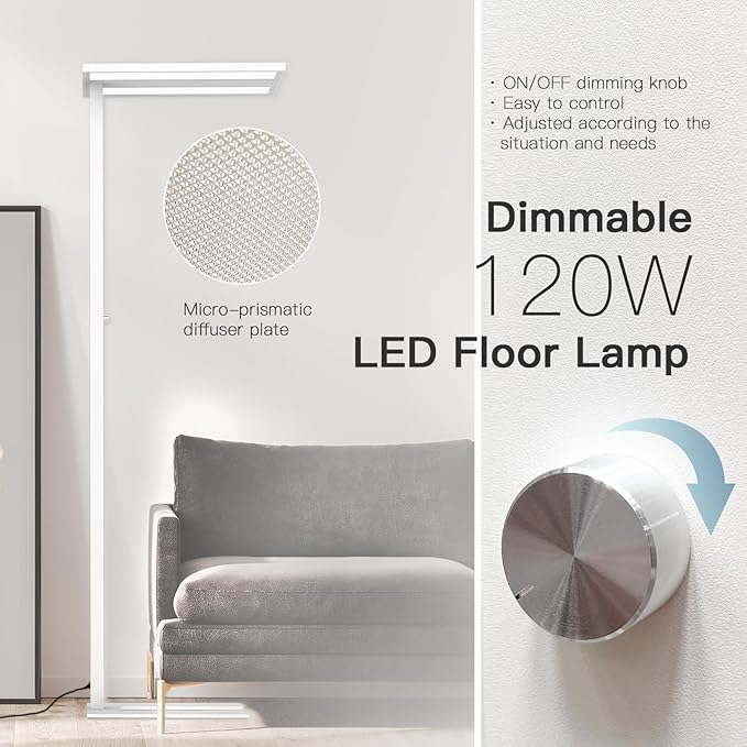 STERREN 76" Led Floor Lamp, 120W White Modern Free-Standing Lamp, 9100LM - Image 5