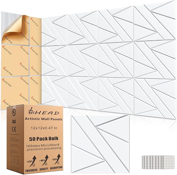 50 Pack Bulk Self-Adhesive Soundproof Wall Panels, 1.2lb/ft³ High Density by Staytunedforournewproduct