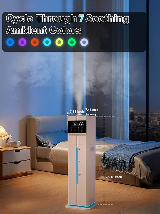 Zeova 9L/2.4Gal Smart Cool Mist Humidifier, Top Fill Quiet Humidifier Large Room - Image 7