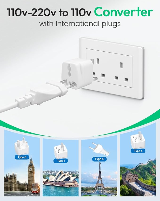 vansoet 220V to 110V Converter for European Travel, Voltage Converter US to - Image 2